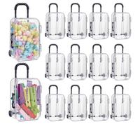 HOBBIESAY 16PCS Mini Empty Suitcase Storage Box 2.1 * 1.4 * 4 Inches Mini Plastic Travel Suitcase Empty Candy Tiny Luggage Cute Storage Containers Small Suitcases Party Favor Gift Box Decor Boxes