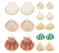 HOBBIESAY 16Pcs Natural Shell Pendants 8 Styles Scallop Pendants Dyed Beach Seashells Charms Ocean Sea Animal Pendants Charms for Jewelry Making Birthday