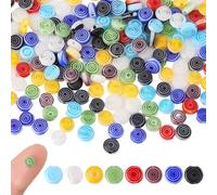 HOBBIESAY 195PCS Lampwork Beads 6mm Millefiori Lampwork Glass Loose Assorted Beads Flat Flower Devil's Eye Round Spacer Bead for Bracelet Jewelry Making Flower Loose Bead DIY Crafts
