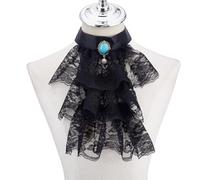 HOBBIESAY 1PC Black Jabot Collar Lace Jabot Necktie Ruffled Detachable Collar Colonial Collar Costume Accessory for Women Men Halloween Outfits Cosplay Fancy Dress