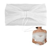 HOBBIESAY 1Pc Detachable Tulle Shawl 40.4 × 3.2 Inches Soft Tulle Evening Dress Shawl White Bridal Shawls Cover Up Detachable Pearl Capes for Wedding Costume formal Party Prom Ornament Accessories