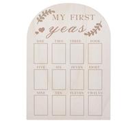 HOBBIESAY 1Pc Leaves First Year Photo Board Monthly Milestone Frame 12 Months Photo Display Frame One Year Old Pictures Display Wood Boards for DIY Birthday Party Decoration Crafts