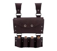 HOBBIESAY 1Pc Medieval Alchemy Belt Waist Pack Combo with 4 Potion Bottles Coconut Brown Steampunk Faux Leather Waist Bag Viking Rivet Belt Side Pouch for Renaissance Cosplay Costume