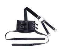 HOBBIESAY 1Pc Medieval Viking Double Back Sword Shoulder Frog Black Sword Back Harness Adjustable Swords Holster Faux Leather Swords Sheath Strap for Costume Cosplay LARP DIY Crafting Custome