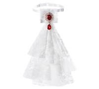 HOBBIESAY 1Pc Ruffled Lace Neck Collar Detachable False Collars Victorian Ruffled Lace Collar with Alloy Rhinestone Findings White Jabot Renaissance Costume Accessory for Halloween Cosplay Party