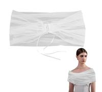 HOBBIESAY 1Pc Tulle Bridal Shawl 40 × 3.2 Inches Detachable Tulle Shawl Soft Tulles Evening Dress Shawls White Bridal Shawls for Wedding Costume formal Party Prom Ornament Accessories