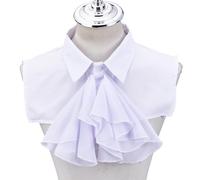 HOBBIESAY 1Pc Victorian Colonial Jabot Collar White Fake Collar Detachable Ruffled Fake Collars Polyester Collars Costume Accessory for Women Men Halloween Outfits Cosplay Fancy Dress