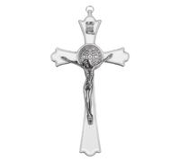 HOBBIESAY 1Pc White Cross Wall Hanging 19.7cm Alloy Cross Decoration Gatholic Crucifix Wall Cross Wall Mounted Cross Ornament for Home Party Gift Decor