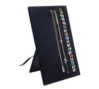 HOBBIESAY 1Pcs Velvet Necklace Display Planks 25x20x0.4cm Rectangle Wooden 12 Hooks Necklace Jewelry Display Pad Velvet Covered Black Bracelets Pendants Chains Showcase Stands