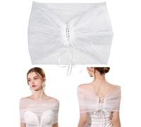 HOBBIESAY 1PCS White Tulle Shawls Detachable Bridal Capelets Soft Tulle Evening Dress Shawl Bridal Shawl Wrap Wedding Wraps Women Fashion Capes for Wedding Dress Opera Banquets and Party