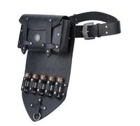 HOBBIESAY 1Set Alchemist Belt Pouch Potion Bottle Waist Bag Black Steampunk Phone Holder Medieval Leather Belt Faux Leather Belt with 5 Cork Potion Vials for Renaissance Halloween Costume