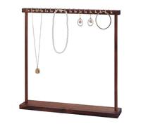 HOBBIESAY 1Set Jewelry Display Stand Wood Necklace Holder with 36pcs Metal Hooks Coconut Jewelrys Organizer Hanger Jewelry Accessory Stand for Hanging Necklace Bracelet Watchs 15.75×0.94~2.95×0.67 IN