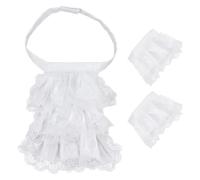 HOBBIESAY 1set Vintage Lace Ruffled Multi layer White Victorian Laces Jabot and Cuffs Set Colonial Unisex Lace Jabot Collar and Cuffs Detachable Fake Sleeve for Pirate Stage Party Cosplay Costume