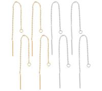 HOBBIESAY 2 Color 8Pcs Threader Earrings Stainless Steel Earring Thread for Women Gold Silver Chain Threaded Earrings for DIY Jewelry Making Christmas Jewelry Gift