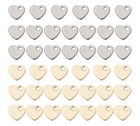 HOBBIESAY 2 Colors 40Pcs Gold Silver Small Heart Charms Love Stainless Steel Pendants Tiny Heart Dangle Charms Flat Heart Charm for DIY Bracelets Earring Necklace Jewelry Making,Hole:1mm