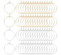 HOBBIESAY 2 Colors 60Pcs Hoop Earring Wine Glass Charms 20mm Gold Silver Earring Beading Hoops Wire Hoops Earring Hoops Markers Hoop Earring Findings for Women DIY Dangle Hoop Earrings Making