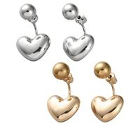 HOBBIESAY 2 Pairs Cute Heart Back Stud Earrings with Ball Studs Tiny Love Hearted Dangle Drop Earrings Minimalist Alloy Heart Stud Earring for Women Daily Festival Decoration 0.63x0.98 Inches