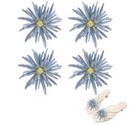 HOBBIESAY 2 Pairs Flower Shoe Clips Removable 4.33x1.85in Reusable Floral Shoe Clips Decorative Cloth Petals for High Heels Flats Bridesmaid Gift Daily Outfit Light Steel Blue