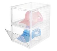 HOBBIESAY 2 Set Plastic Shoes Organizer Box 13.39×9.84×7.09Inch Plastic Stackable Sneaker Containers Case Modular Space Saving Shoe Boxes for Sneakers Boots Shoe Cabinet Box Set