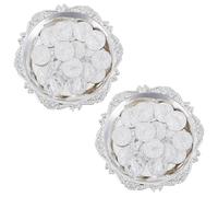 HOBBIESAY 2 Set Wedding Unity Coins with 26PCS Silver Alloy Wedding Arras Coins Arras Para Boda Catolica Unity Coin Set with 106mm Round Tray Plate for Catholic Ceremony