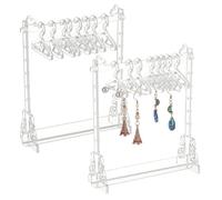 HOBBIESAY 2 Sets Acrylic Earring Display Stands Clear Earring Rack Holder Mini Hangers Display Stand with 8Pcs Heart Hangers for Retail Show Personal Exhibition Jewelry Display Supplies