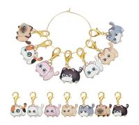 HOBBIESAY 2 Sets Cute Cat Stitch Markers 7 Styles Alloy Enamel Removable Crochet Stitch Marker Charms with Lobster Claw Clasps for Crocheting Knitting Quilting Jewelry Making Accessories
