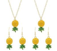 HOBBIESAY 2 Sets Gold Pineapple Necklace Earrings Jewelry Set Cute Pineapple Dangle Earring Necklace Set Summer Fruit Jewelry Sets for Women Friend Christmas Mother Day Birthday Gifts