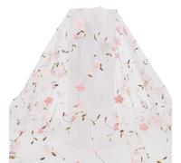 HOBBIESAY 2 Yards Pink Flower Mesh Tulle Fabric 51.18-62.99 Inch White Lace Fabric Floral Embroidered Soft Tulle Lace Fabric for DIY Clothing Dress Design Women Gown Wedding Dress Curtain Decor