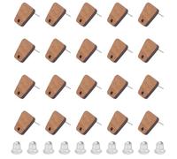 HOBBIESAY 20 Pairs Wood Earring Studs with 100Pcs Plastic Ear Nuts Simple Trapezoid Earring Posts Peru Color Earring Findings Earring Blanks Connectors with Loop for Jewelry Decorations