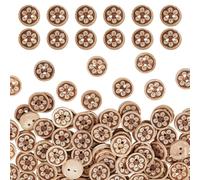 HOBBIESAY 200pcs 10 Styles Flower Wooden Buttons 1/2 Inch 12.5mm Round Sewing Button 2 Hole Coconut Shell Buttons Craft Button Sew Supplies for Sewing DIY Crafts