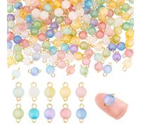 HOBBIESAY 200PCS 5 Styles Dangle Charms for Jewelry Making Frosted Acrylic Round Links Connector Dangle Charms Double Loop Links Connectors Pendants for Necklace Bracelet DIY Craft Jewelry Making
