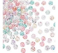 HOBBIESAY 200Pcs 8 Colors Acrylic Crystal Spacer Beads Random Color Round Ball Charms Transparent Sequins Jewelry Making Accessories Projects for DIY Crafting Earrings Necklaces