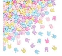 HOBBIESAY 200Pcs Acrylic Rabbit Beads Bunny Spacer Beads Small Pastel Rabbit Charms Mini Craft Pendants Connector Pendants for DIY Bracelet Necklace Earring Jewelry Making Hole:2.5mm