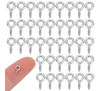 HOBBIESAY 200Pcs Mini Eye Pins 8mm Long Screw Hooks Small Metal Eyelet Screws Stainless Steel Screw Eye Pin for DIY Earring Necklace Jewelry Making,Hole:2mm