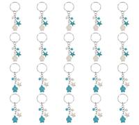HOBBIESAY 20Pcs 2 Colors Small Sea Turtle Keychain 73mm Cute Turquoise Keychain Charms Mini Lucky Sea Star Key Chain Sea Animal Charms for Keychain Decoration