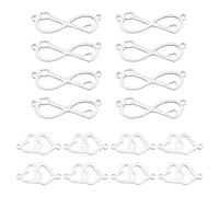 HOBBIESAY 20Pcs 2 Styles Double Heart Connector Charms Infinity Connector with Small Heart Stainless Steel Links Heart-to-Heart Connectors for DIY Necklace Bracelet Jewelry Making Hole 1.4mm