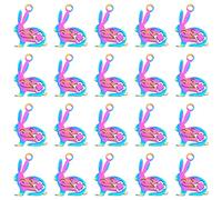 HOBBIESAY 20Pcs 201 Stainless Steel Bunny Charms 16x12mm Rainbow Color Rabbit Charms Animal Easter Bunny Pendants for Easter Necklace Brecelet Earring Making, Hole: 1.5mm