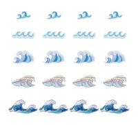 HOBBIESAY 20Pcs 5 Styles Sea Wave Sew On Patches Summer Ocean Style Embroidered Applique Blue Sea Wave Iron On Patches Decorative Cloth Patch Accessories for Clothes Hat Backpack Jeans