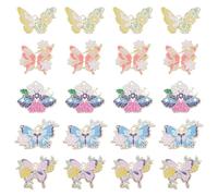 HOBBIESAY 20Pcs Butterfly with Flower Charms Bulk Colorful Butterfly Flower Charms Alloy Enamel Dangle Pendants for Women DIY Bracelet Necklace Keychain Jewelry Making Crafts Hole: 2mm