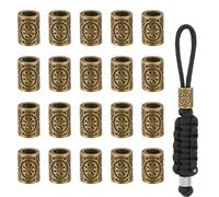 HOBBIESAY 20Pcs Knife Lanyard Bead Retro Alloy Paracord Beads 8MM Hole Tactical Knife Lanyard Charms for DIY Backpack Zipper Pulls Lanyards Pull EDC Keychain Accessories