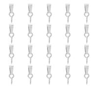 HOBBIESAY 20Pcs Mini Screw Eye Pin Silver Screw Eye Pins Peg Bails Metal Hoop Peg Screw Eye Pin Hook Eyelets Screw Threaded for Half Drilled Beads Charm Cork Top Bottles Hole: 6x3mm