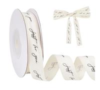 HOBBIESAY 20yards Natural Cotton Ribbon with Words 5/8 Inch Just for You Ribbons Pure White Wedding Valentines Ribbons for Gifts Bridal Bouquets Wrapping Indoor Decoration DIY Crafts