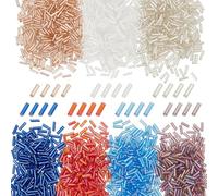 HOBBIESAY 2100Pcs 7 Colors Glass Bugle Beads 6-8mm Long Tube Loose Beads Colorful Seed Spacer Beads Small Craft Beads for DIY Bracelet Necklaces Earring Jewelry Making,Hole:0.6mm