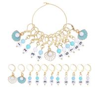 HOBBIESAY 22Pcs 11 Styles Pearl Shell Stitch Marker Charms Alloy Enamel Removable Crochet Stitch Marker Charms with Lobster Claw Clasps for Crocheting Knitting Quilting Jewelry Making Supplies