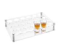 HOBBIESAY 24 Shot Glass Tray Holder Bar Acrylic Shot Glasses Holders Wine Cup Serving Cups Organizer Shots Glass Display Stand Storage Serving Tray for Bar Drinking Club Restaurant, Hole: 8mm
