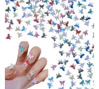 HOBBIESAY 240Pcs 12 Colors 3D Shiny Butterfly Nail Cabochons Glow in the Dark Resin Manicure Charms Butterfly Manicure Art Decorations Luminous Effect Nail Art Charms for Nail Jewels