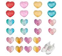 HOBBIESAY 24PCS 12 Colors Bling Love Shoe Charms Sparkling Shoe Accessories for Clog Sandals Colorful Shoes Charms Love Shape Shoelaces Clips Decor for Bracelet Wristband Women Cute Party Shoes Charm