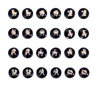 HOBBIESAY 24Pcs 12 Constellations Beads Double Side Flat Round Zodiac Beads Black Constellation Love Bead Spacer Loose Bead for Necklace Bracelet Jewelry Craft Making Accessories Hole: 1mm