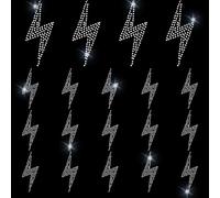 HOBBIESAY 24Pcs Lightning Bolt Glass Rhinestone Bedazzled Rhinestones Iron On Hotfix Transfer DIY Decal Patch Applique Sparkling Bedazzled Crystal Sticker for Clothing Tote Bag DIY Art Craft Gifts
