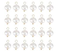 HOBBIESAY 24Pcs Natural Pearls Dangles Charms Freshwater Pearl Beads Pendants White Pearl Charms with Gold Loop for DIY Bracelets Earring Necklace Jewelry Making,Hole:2.4-2.7mm